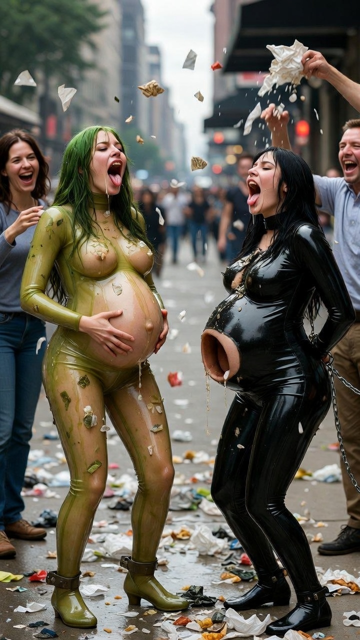 Pregnant BDSM women used as living trash cans — 9