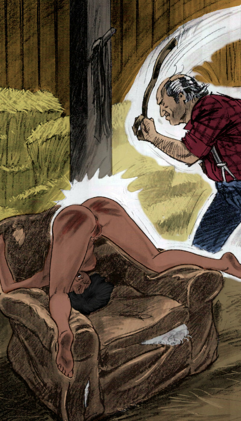 Girl belted in barn (by Anton). Colorized. — 18